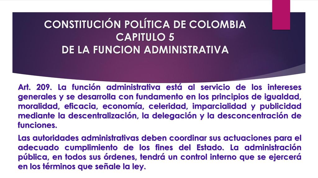 CONSTITUCIÓN POLÍTICA DE COLOMBIA CAPITULO 5 DE LA FUNCION ADMINISTRATIVA