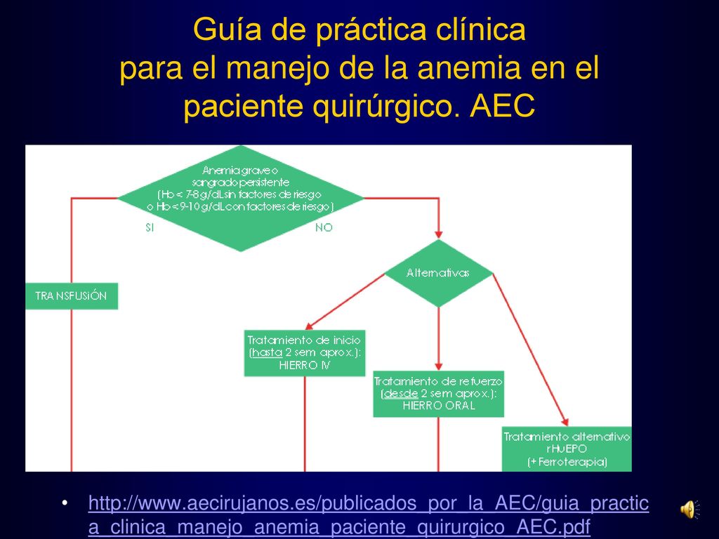 Guía de práctica clínica para el manejo de la anemia en el paciente quirúrgico. AEC