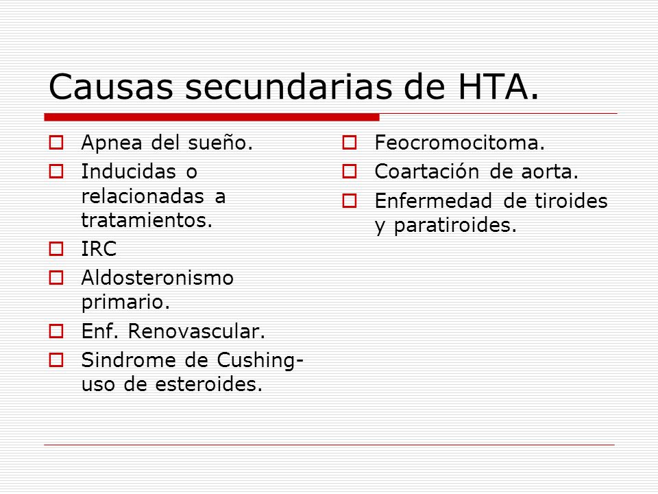 Causas secundarias de HTA.