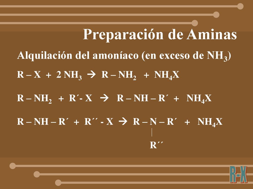 Preparación de Aminas Alquilación del amoníaco (en exceso de NH3)