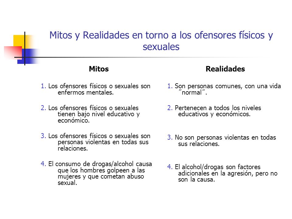 Mitos y Realidades en torno a los ofensores físicos y sexuales
