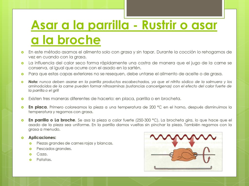 Asar a la parrilla - Rustrir o asar a la broche