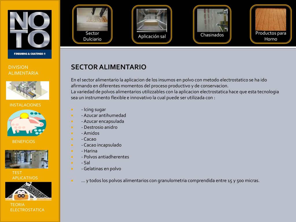 SECTOR ALIMENTARIO Sector Dulciario Productos para Horno