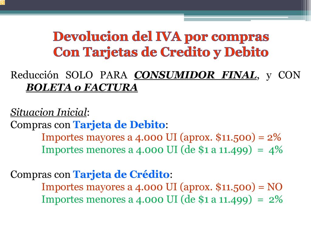 Devolucion del IVA por compras Con Tarjetas de Credito y Debito