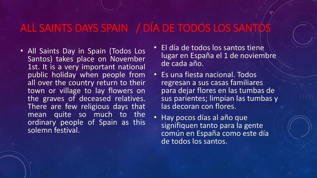 All Saints Days Spain / Día de Todos los Santos