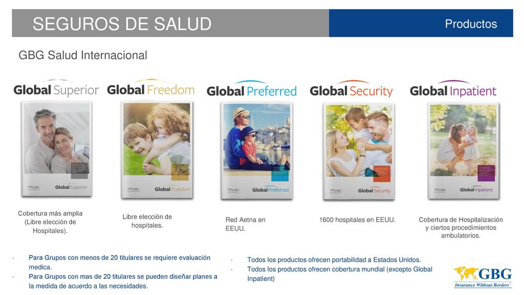 SEGUROS DE SALUD Productos GBG Salud Internacional