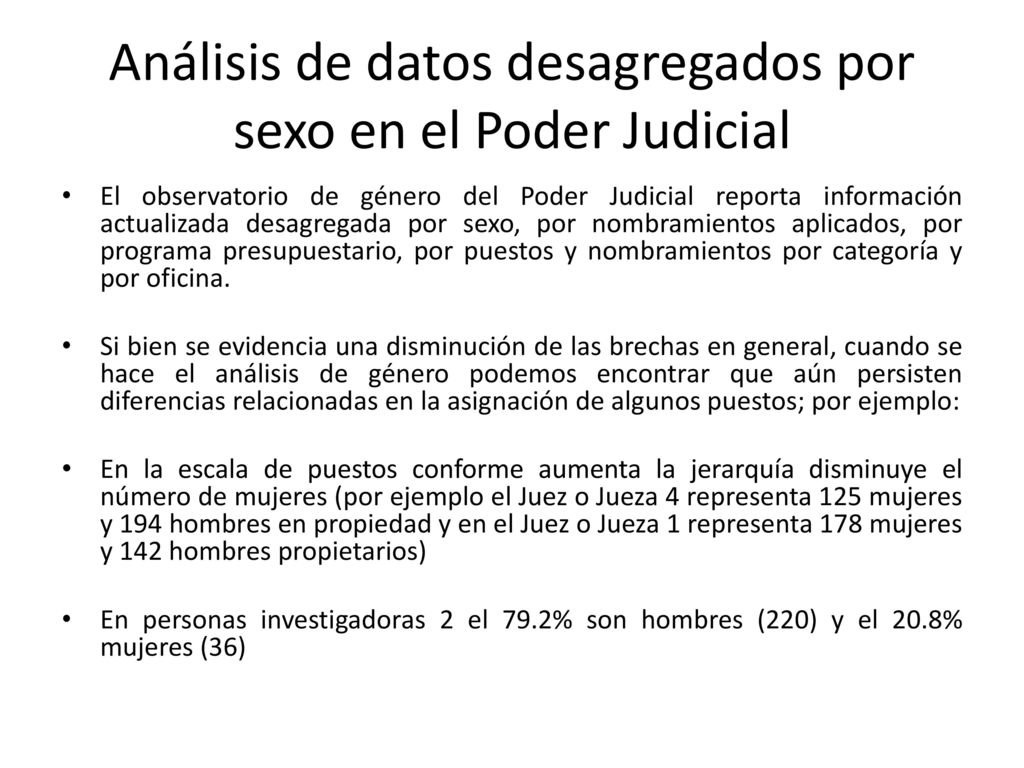 Análisis de datos desagregados por sexo en el Poder Judicial
