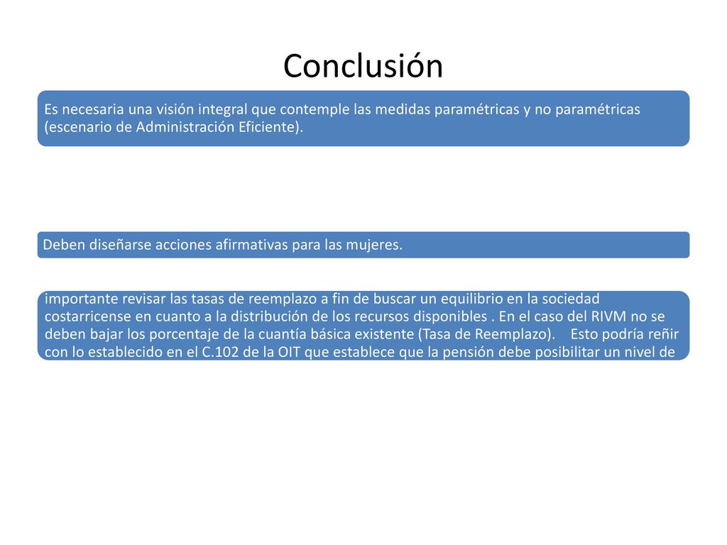 Conclusión Es necesaria una visión integral que contemple las medidas paramétricas y no paramétricas (escenario de Administración Eficiente).