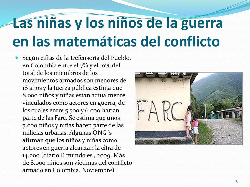Las niñas y los niños de la guerra en las matemáticas del conflicto