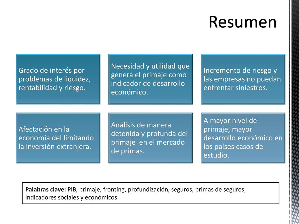 Resumen Grado de interés por problemas de liquidez, rentabilidad y riesgo.