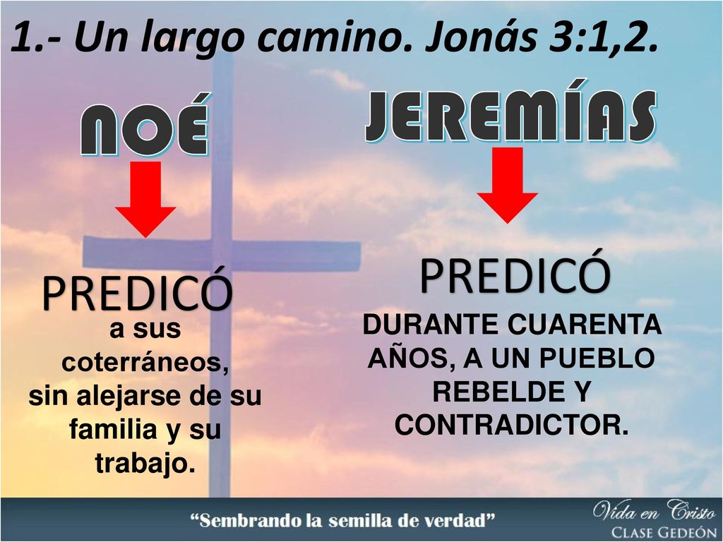JEREMÍAS NOÉ PREDICÓ PREDICÓ 1.- Un largo camino. Jonás 3:1,2.