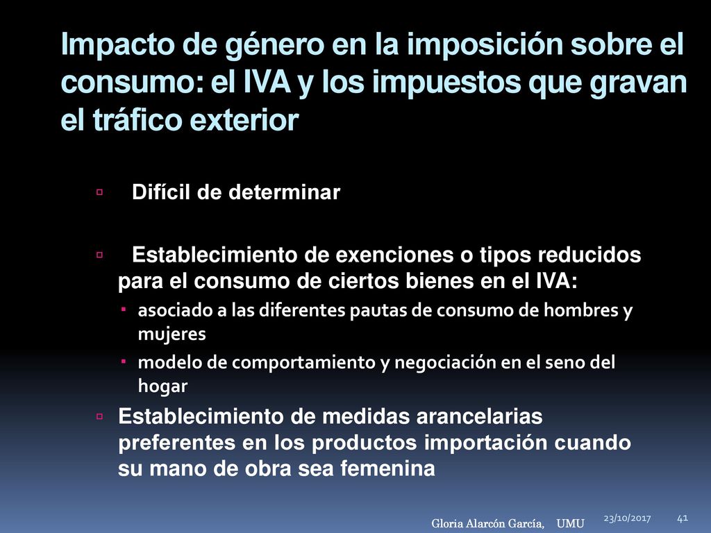 Impacto de género en la imposición sobre el consumo: el IVA y los impuestos que gravan el tráfico exterior