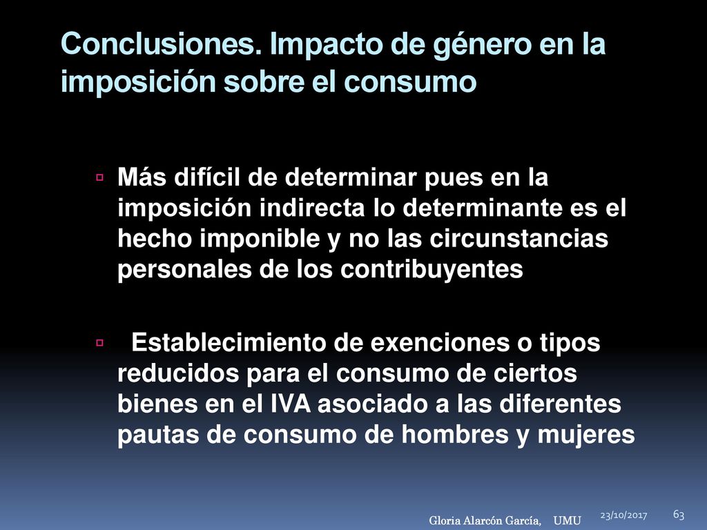 Conclusiones. Impacto de género en la imposición sobre el consumo