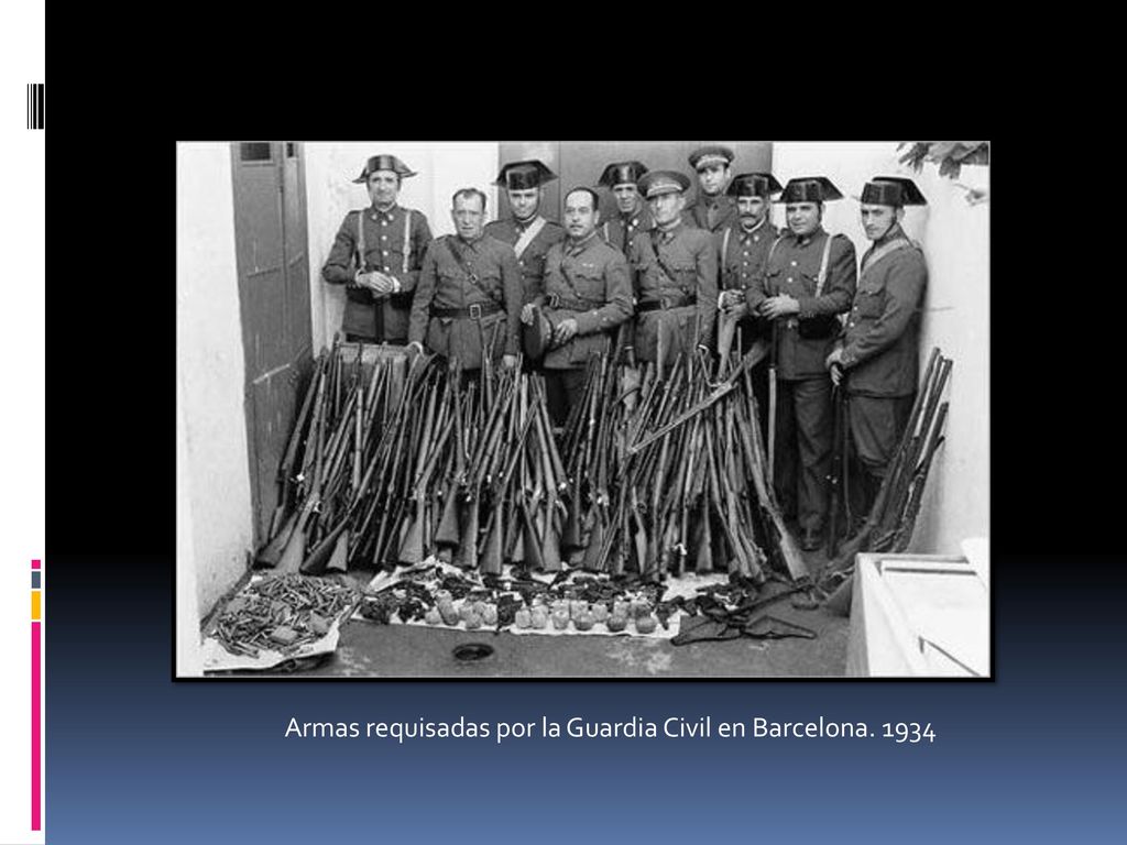 Armas requisadas por la Guardia Civil en Barcelona. 1934