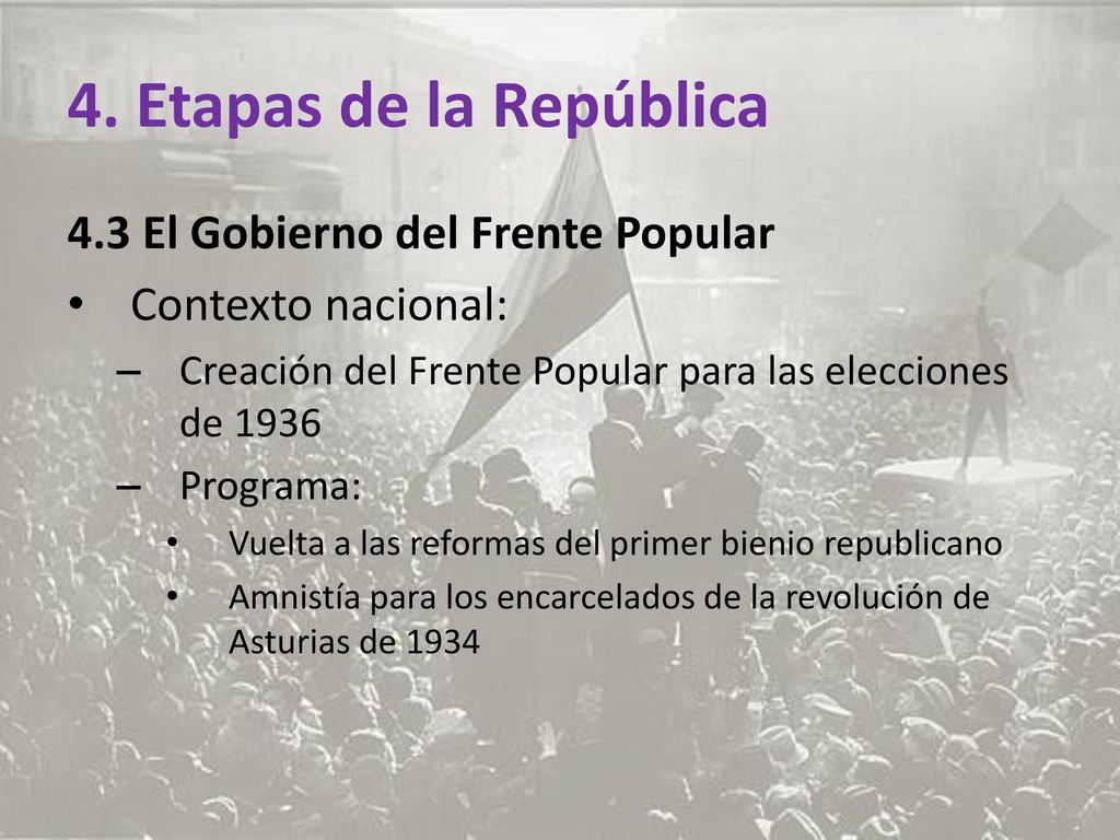 4. Etapas de la República 4.3 El Gobierno del Frente Popular