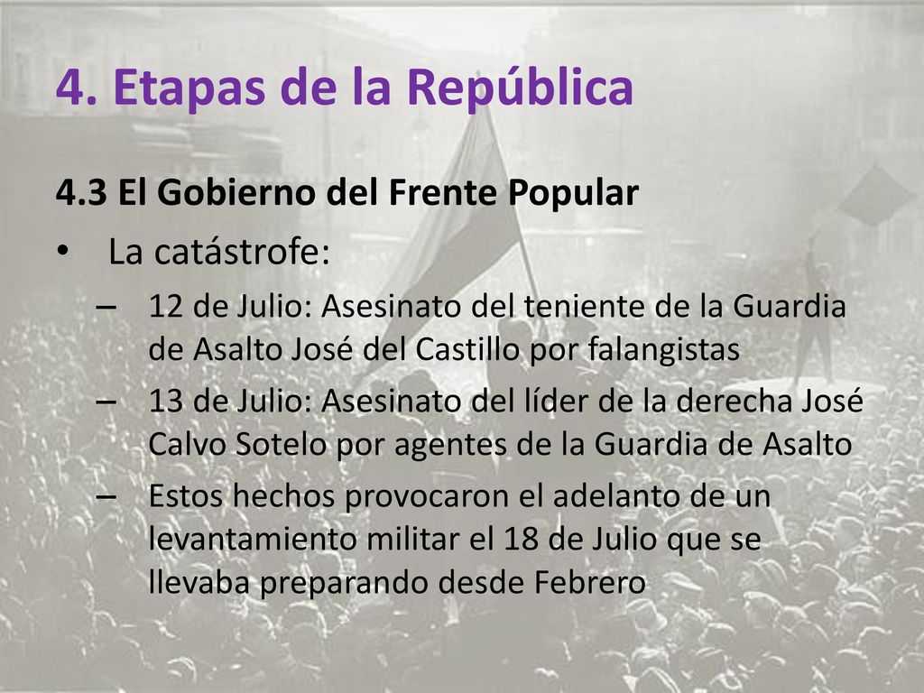 4. Etapas de la República 4.3 El Gobierno del Frente Popular