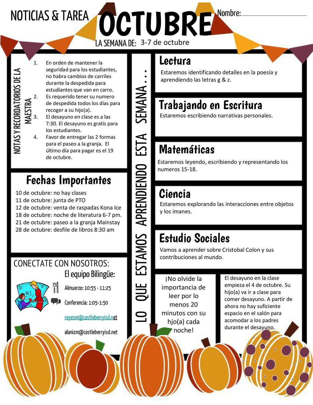 OCTUBRE LO QUE ESTAMOS APRENDIENDO ESTA SEMANA NOTICIAS & TAREA