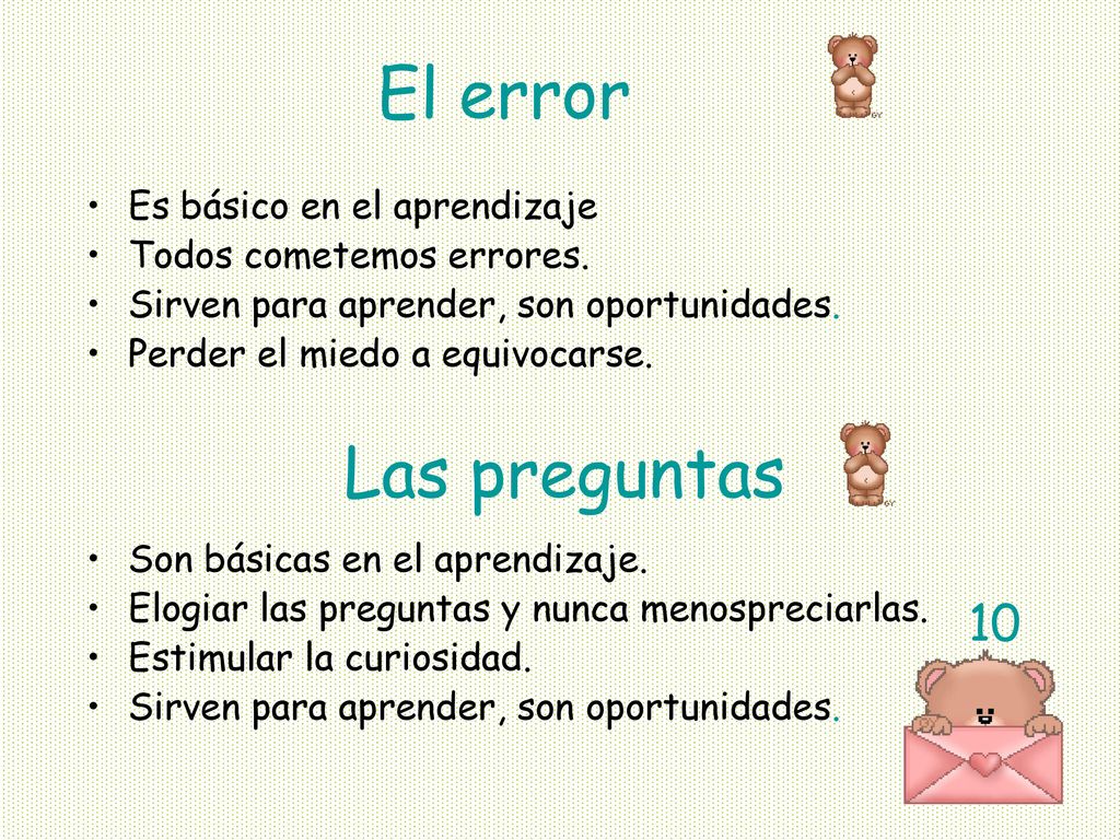 El error Las preguntas 10 Es básico en el aprendizaje