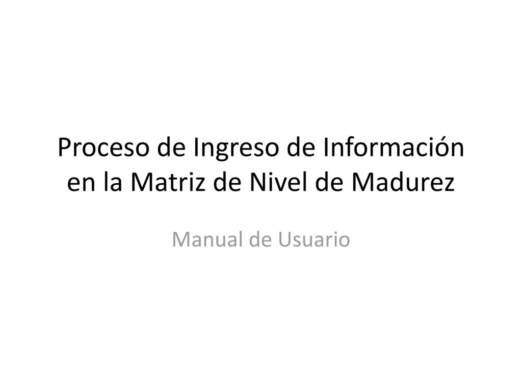 Proceso de Ingreso de Información en la Matriz de Nivel de Madurez