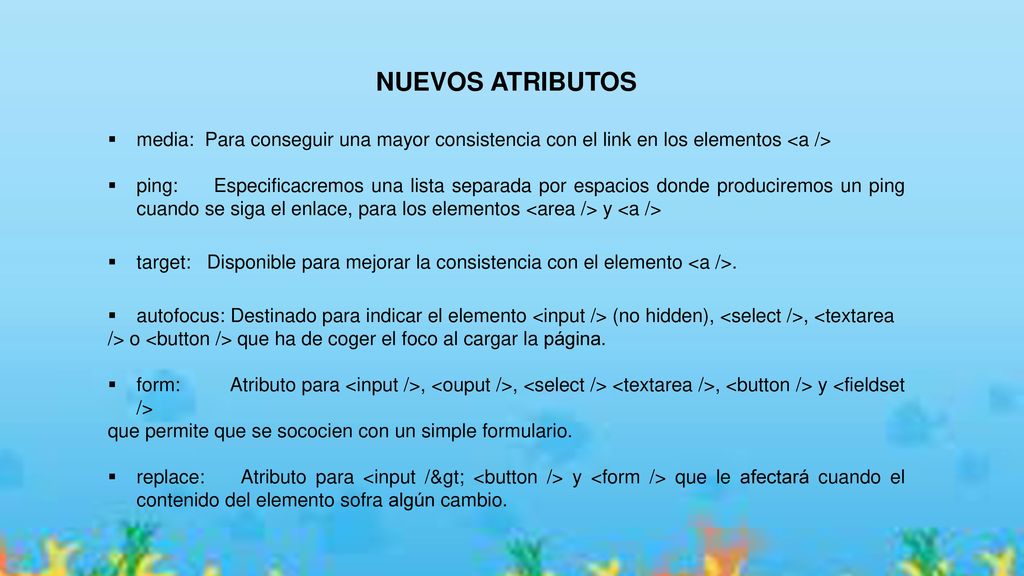 NUEVOS ATRIBUTOS media: Para conseguir una mayor consistencia con el link en los elementos <a />