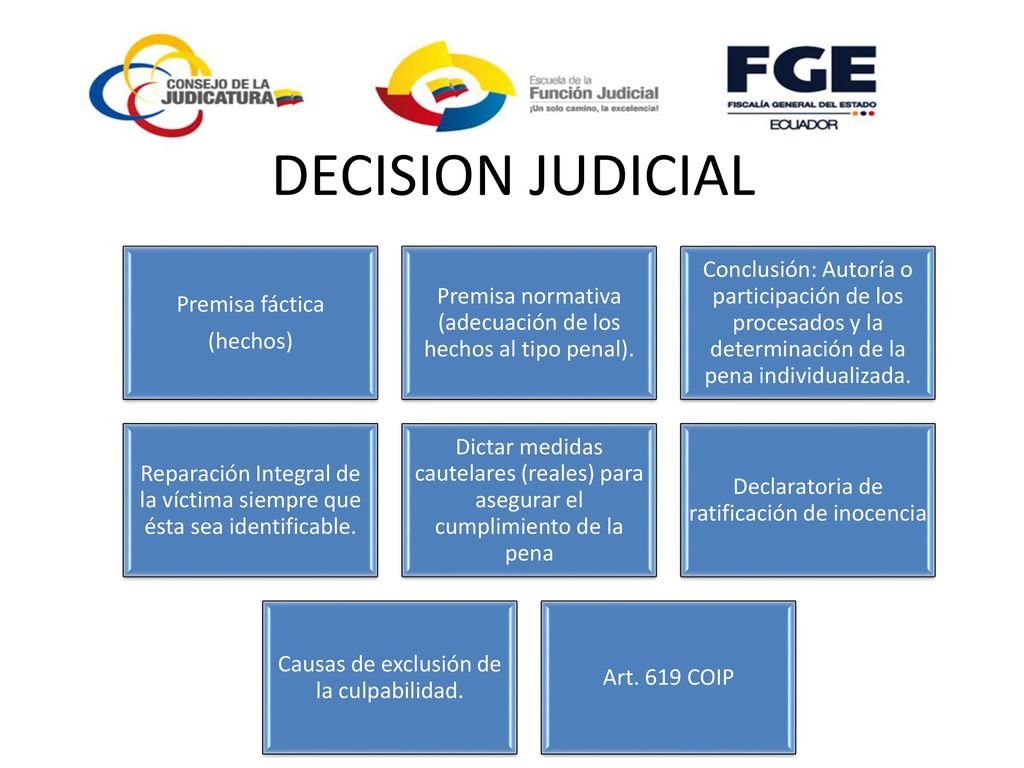 DECISION JUDICIAL Premisa fáctica. (hechos) Premisa normativa (adecuación de los hechos al tipo penal).