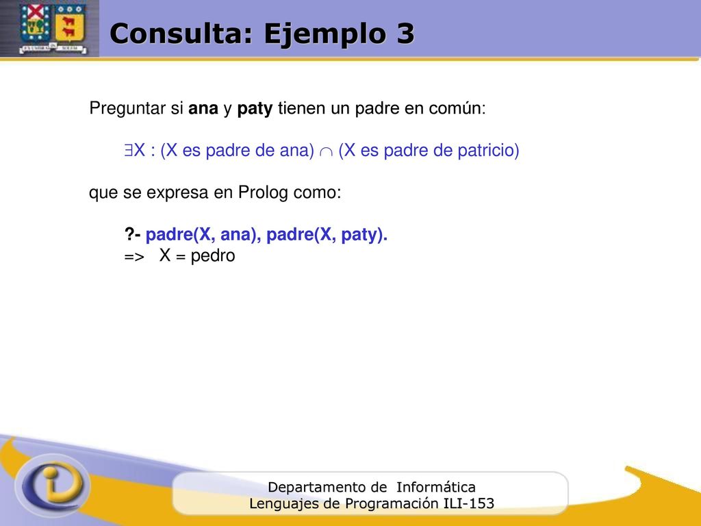 Consulta: Ejemplo 3 Preguntar si ana y paty tienen un padre en común: