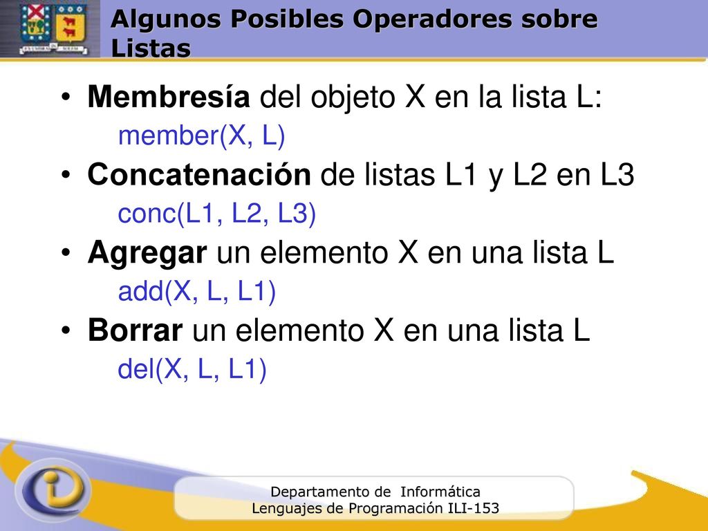 Algunos Posibles Operadores sobre Listas