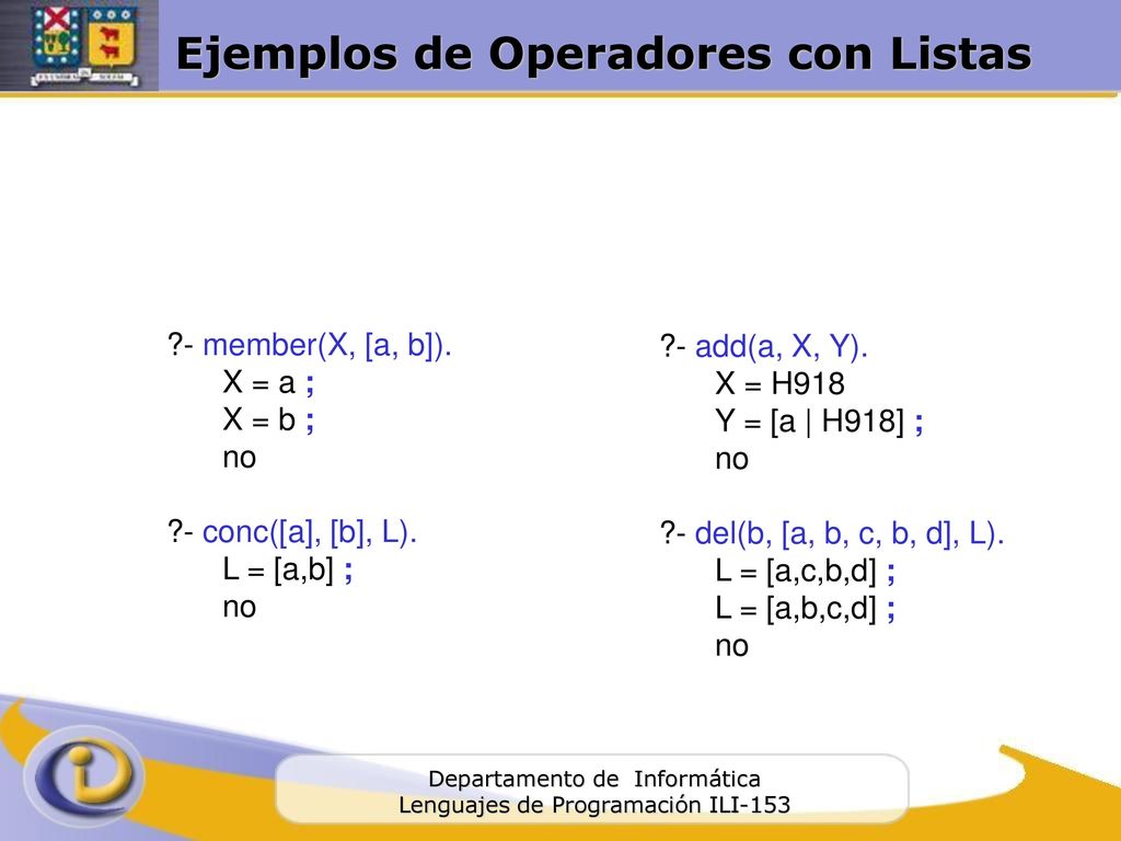 Ejemplos de Operadores con Listas