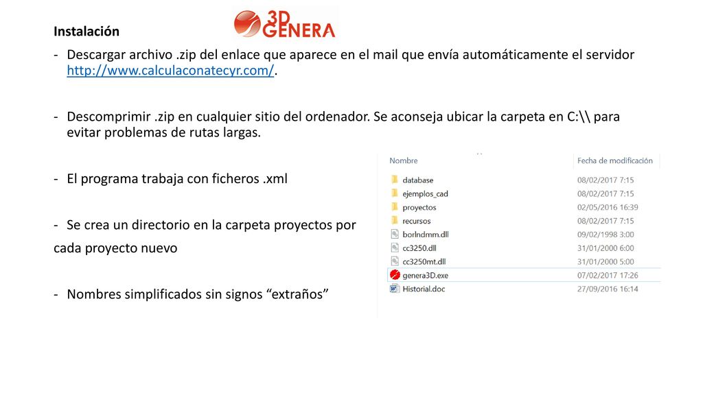 Instalación Descargar archivo .zip del enlace que aparece en el mail que envía automáticamente el servidor
