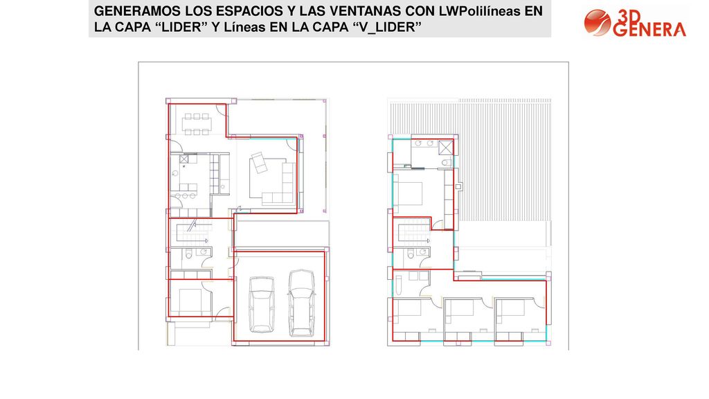 GENERAMOS LOS ESPACIOS Y LAS VENTANAS CON LWPolilíneas EN LA CAPA LIDER Y Líneas EN LA CAPA V_LIDER