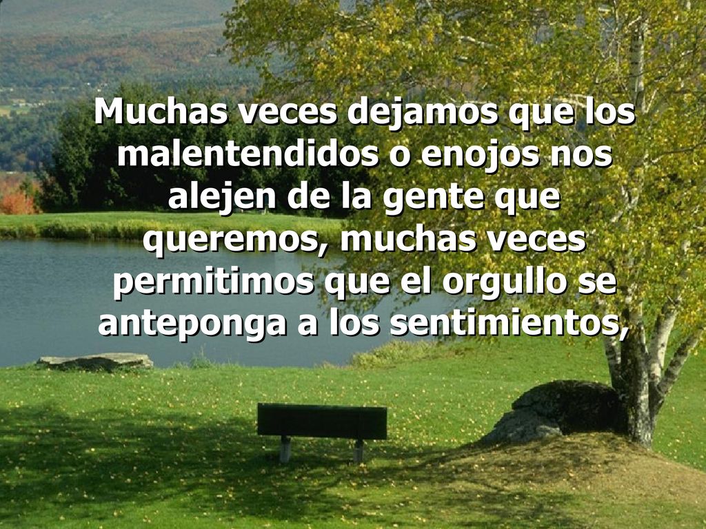 Muchas veces dejamos que los malentendidos o enojos nos alejen de la gente que queremos, muchas veces permitimos que el orgullo se anteponga a los sentimientos,