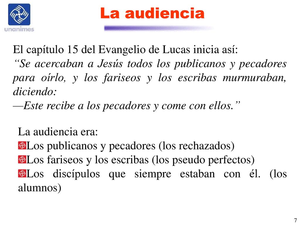 La audiencia El capítulo 15 del Evangelio de Lucas inicia así:
