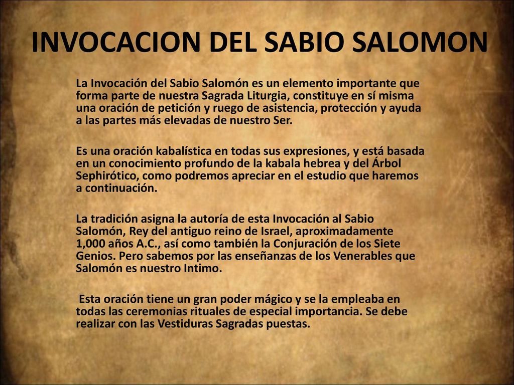 INVOCACION DEL SABIO SALOMON - ppt descargar