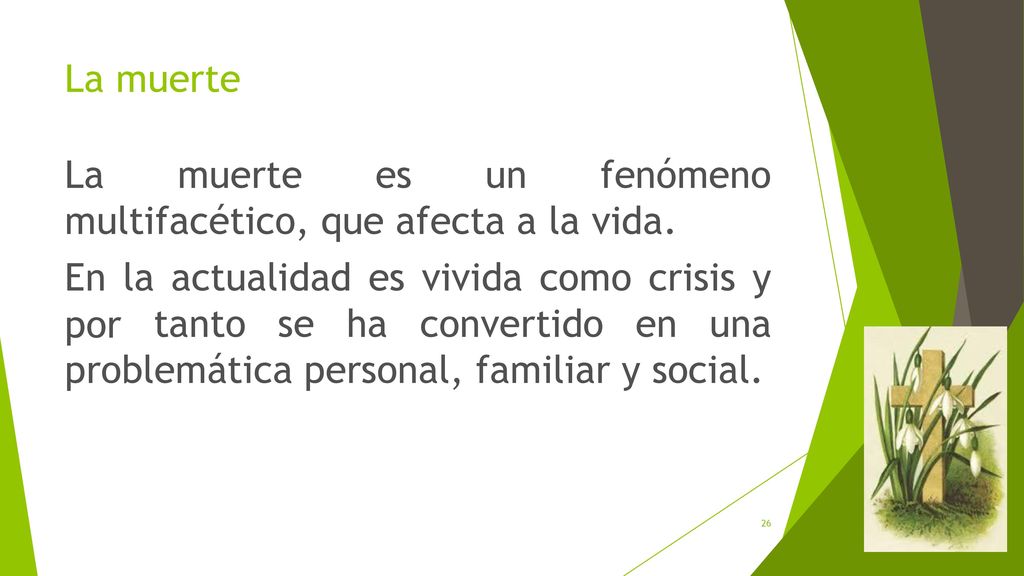 La muerte La. muerte. es. un. fenómeno. multifacético, que afecta a la vida. En. por. la. actualidad.