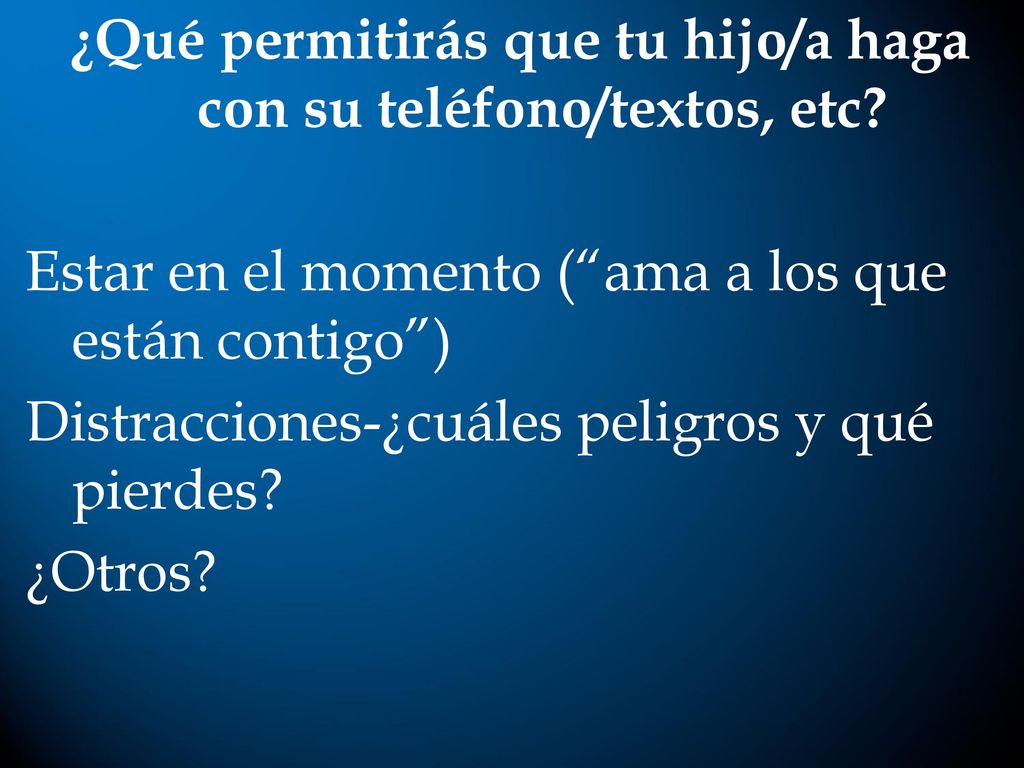 ¿Qué permitirás que tu hijo/a haga con su teléfono/textos, etc