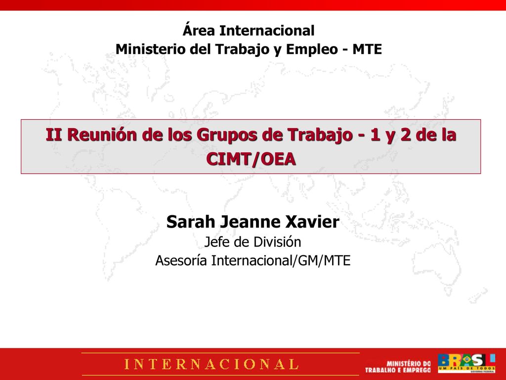 II Reunión de los Grupos de Trabajo - 1 y 2 de la CIMT/OEA