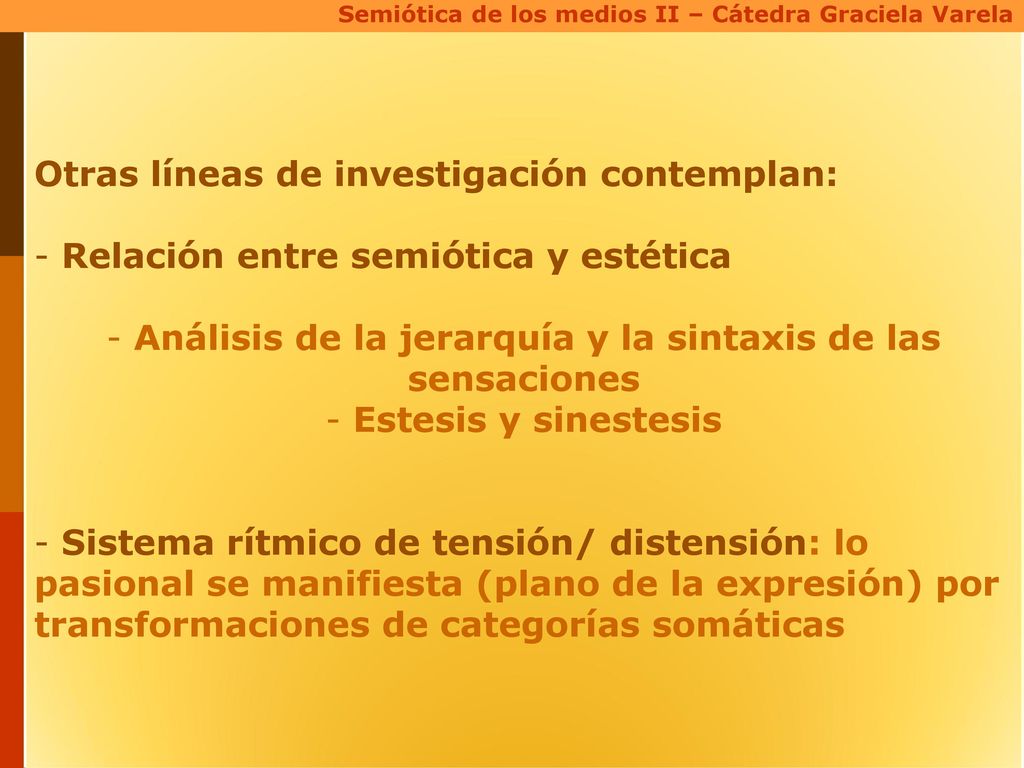 Análisis de la jerarquía y la sintaxis de las sensaciones