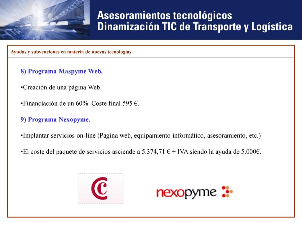Creación de una página Web. Financiación de un 60%. Coste final 595 €.