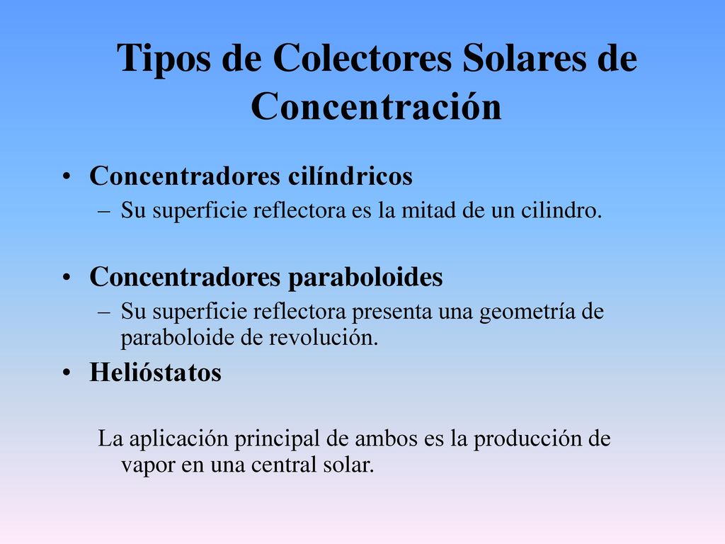 Tipos de Colectores Solares de Concentración