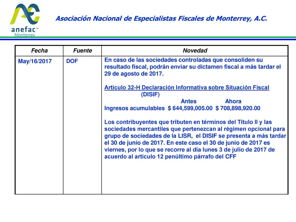 Asociación Nacional de Especialistas Fiscales de Monterrey, A.C.