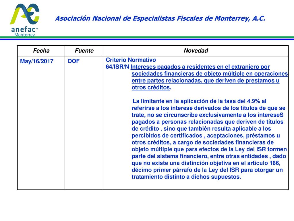 Asociación Nacional de Especialistas Fiscales de Monterrey, A.C.