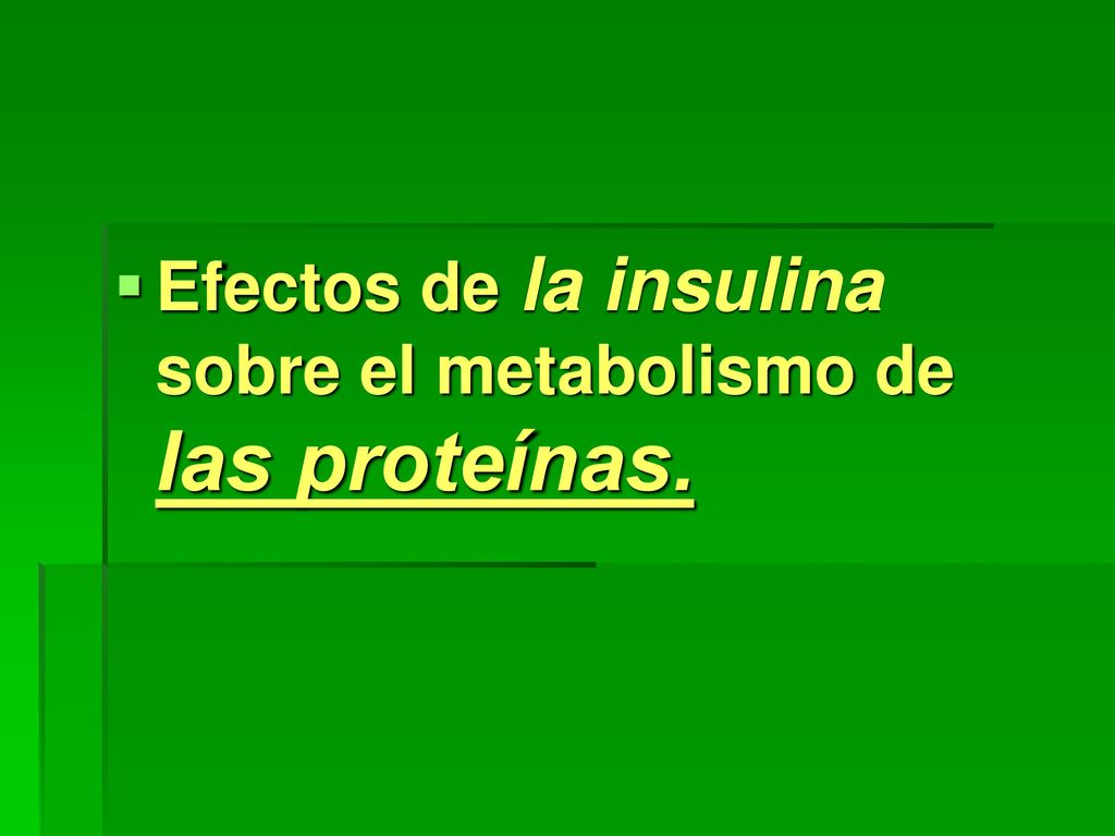 Efectos de la insulina sobre el metabolismo de las proteínas.
