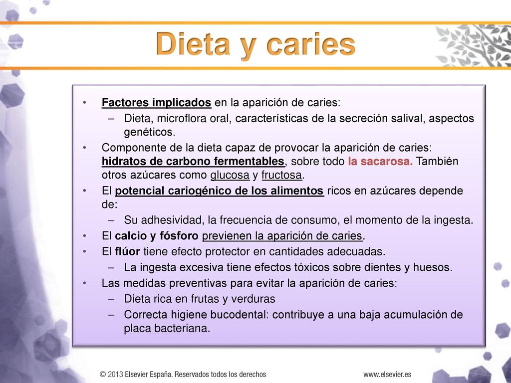 Dieta y caries Factores implicados en la aparición de caries: