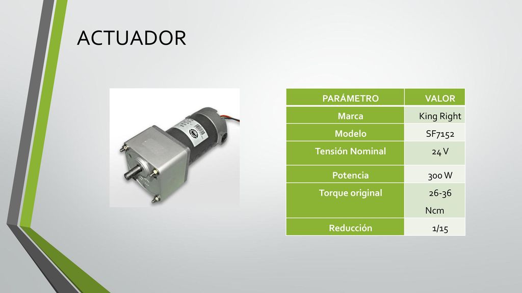 ACTUADOR PARÁMETRO VALOR Marca King Right Modelo SF7152