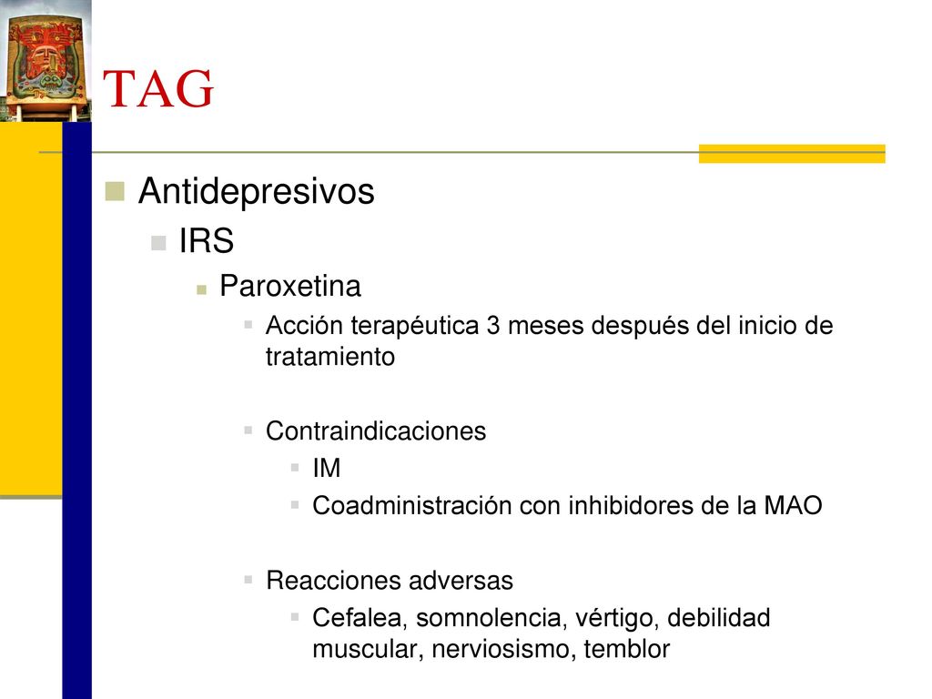 TAG Antidepresivos IRS Paroxetina