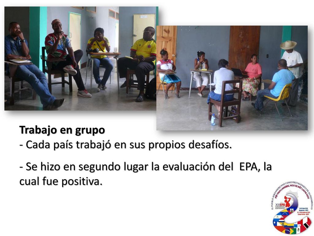Trabajo en grupo - Cada país trabajó en sus propios desafíos.