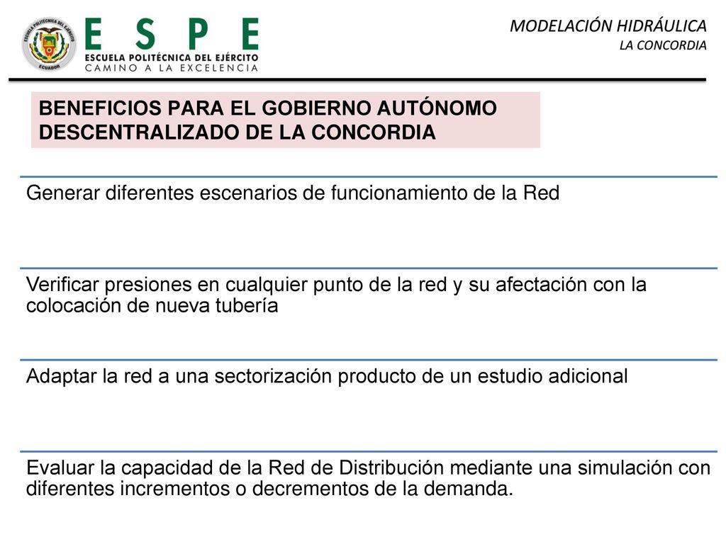 BENEFICIOS PARA EL GOBIERNO AUTÓNOMO DESCENTRALIZADO DE LA CONCORDIA