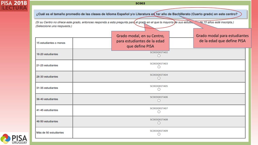 Grado modal para estudiantes de la edad que define PISA