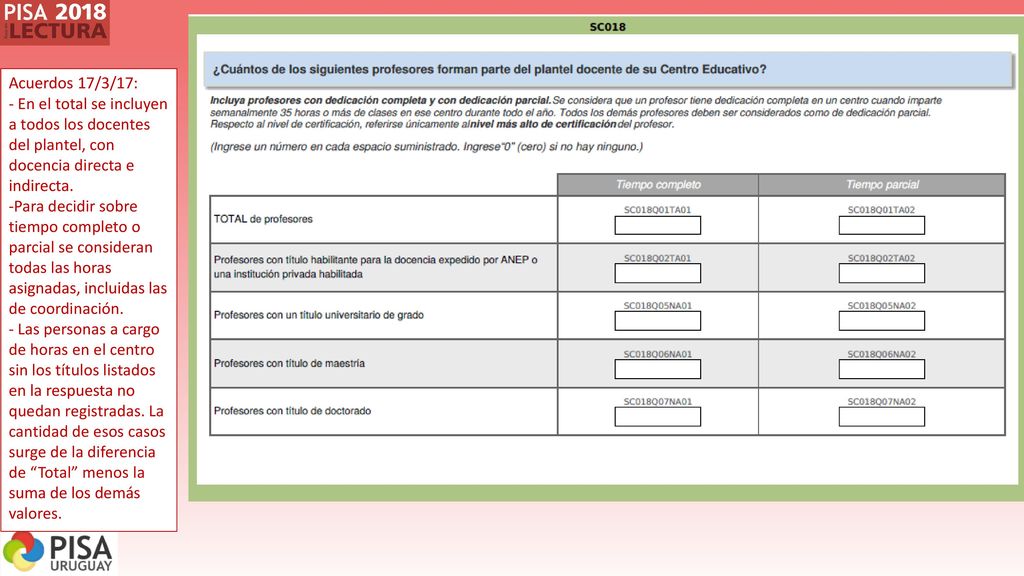 Acuerdos 17/3/17: - En el total se incluyen a todos los docentes del plantel, con docencia directa e indirecta.