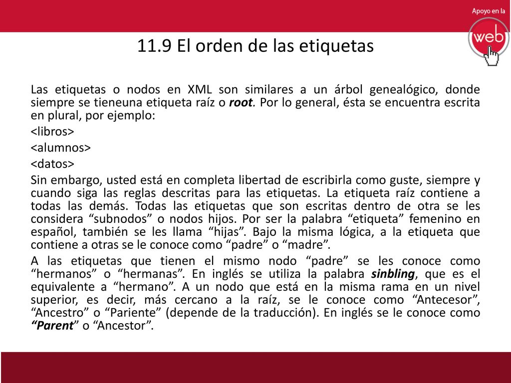 11.9 El orden de las etiquetas